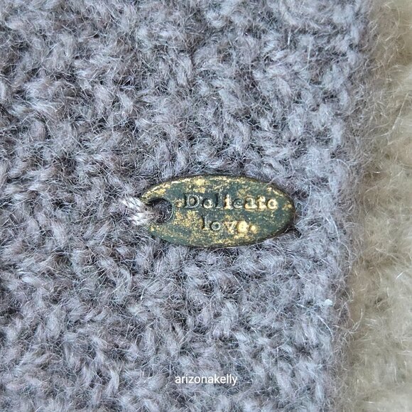 Cashmere Basketweave Textured Knit Scarf Tan Taupe Brown Doliearo Dolieato Love - Picture 11 of 12